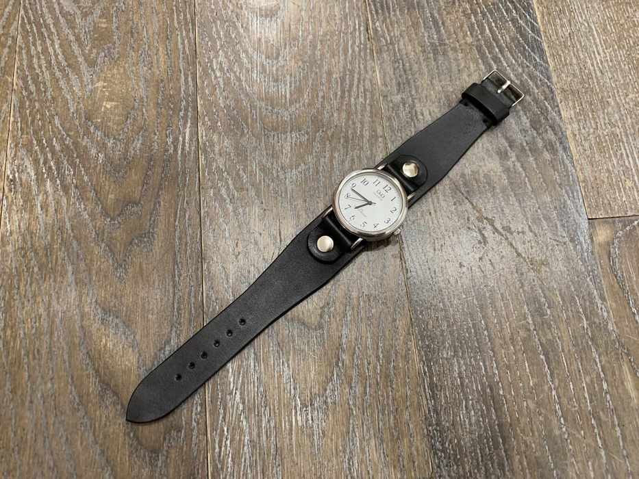 Не прошитый плоский кожаный ремешок с напульсником ручной работы