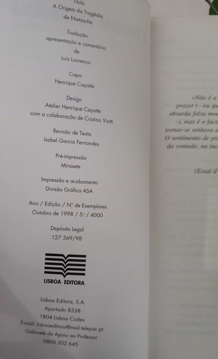 A Origem da Tragédia - Nietzsche - portes incluídos