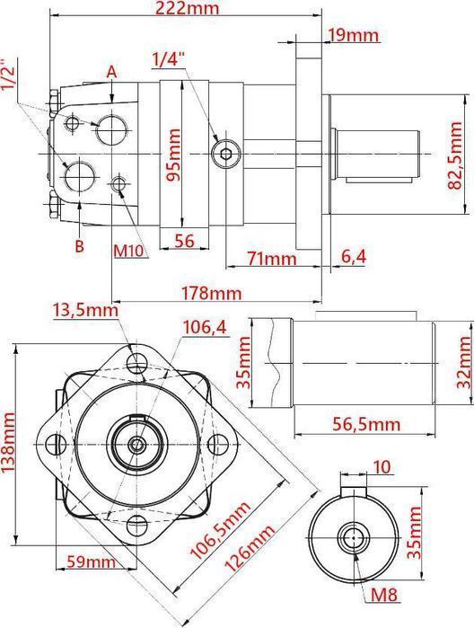 SILNIK Hydrauliczny GR3 315cm3 240 obr OMS SMS + Mocowanie [8815]