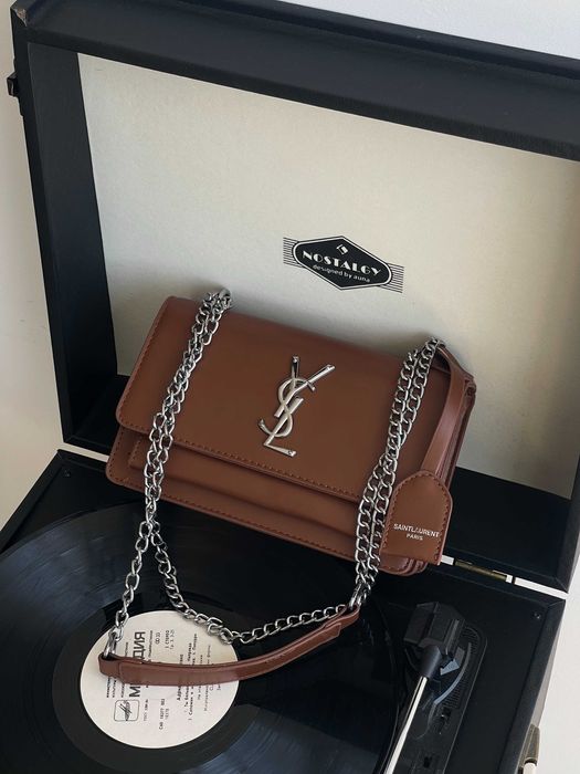 Жіноча сумка клатч Saint Laurent через плечо  Лоран серебро