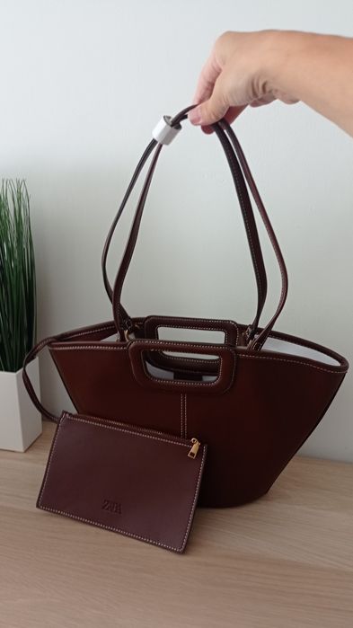 Torebka torebka  bordo skórzana shopperka