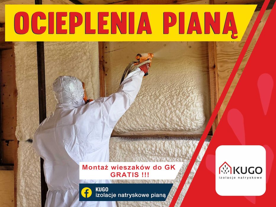 Ocieplenia pianką PUR, Piana, izolacja poddasza - wieszaki GRATIS! Tynki Cementowo-wapienne!