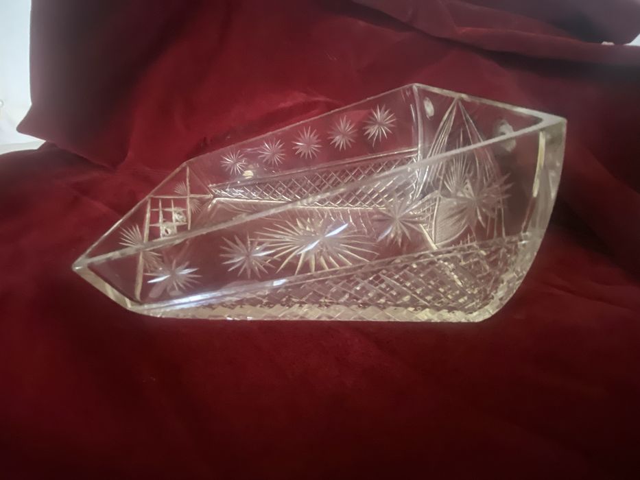 Base de queijeira em cristal lapidado