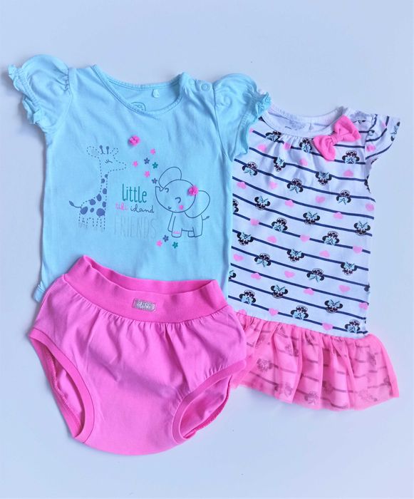 Letni zestaw Cool Club 74 body bloomersy sukienka