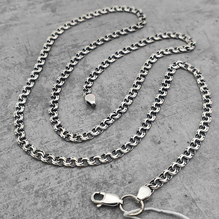 Срібна цепочка Бісмарк. Ширина 3,5 мм. Тонкий ланцюжок на шию. 55 см