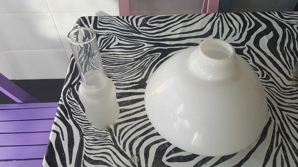 Abajur e chaminé vidro antigo