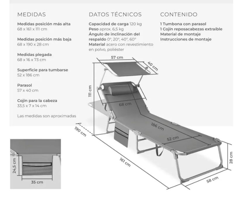 Espreguiçadeira em Alumínio cinzenta