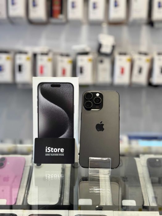 NOWY • iPhone 15 PRO • 128 GB • Black Titanium • 100% bateria • GWARANCJA • raty