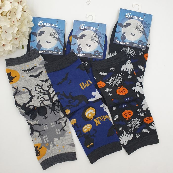 Halloween Skarpetki męskie bawełniane bawełna kolorowe duch dynia