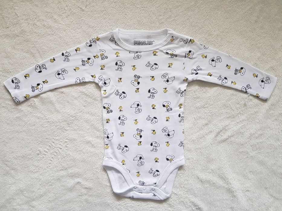 body 80 snoopy peanuts zestaw długi rękaw komplet pakiet paka 3 sztuki