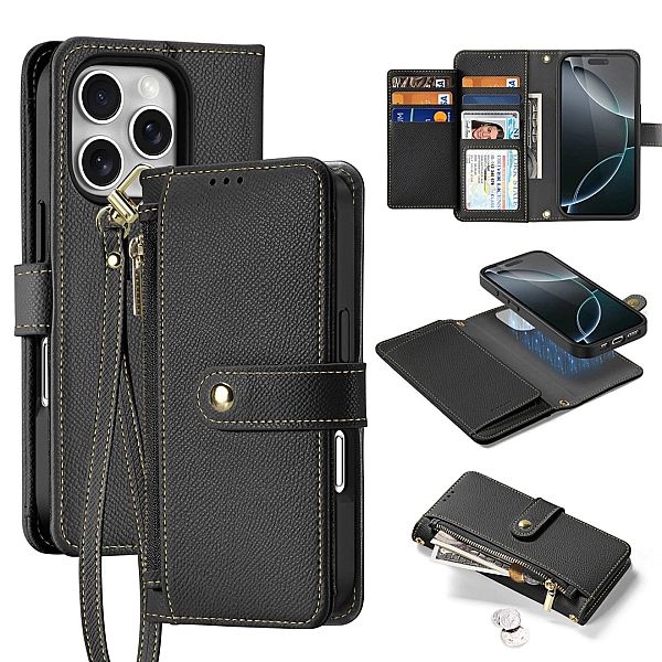 Etui skórzane Dux Ducis Lawa na iPhone 16 Pro - czarne