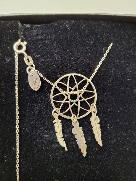 Łapacz snów łańcuszek srebrny