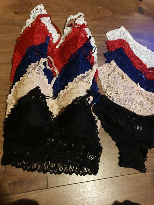 Komplet Koronkowy Biustonosz Figi Zestaw Bielizny Koronka Seksowny