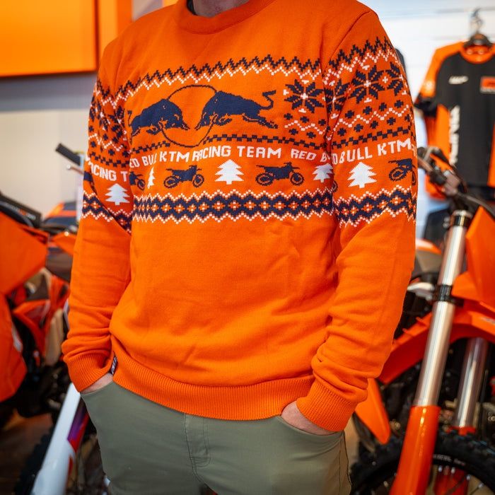 Чоловічий помаранчевий зимовий светр KTM Red Bull. Розмір L.