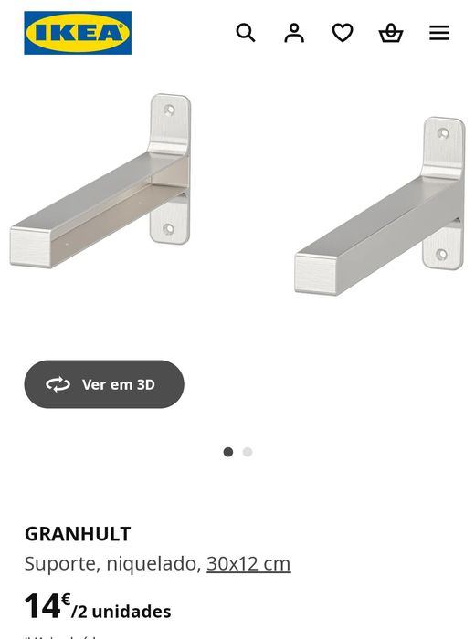 Ikea GRANHULT conjunto de 3 suportes 30x12 cm
Suporte, niquelado, 30x1