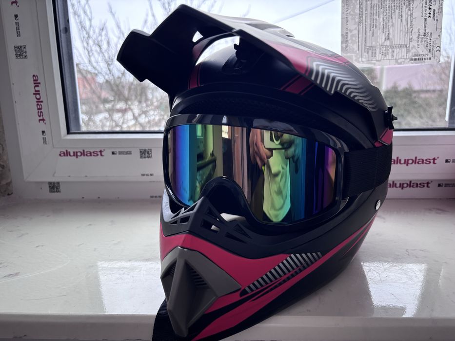 NOWE Kaski Motocrossowe+Gogle  motocross rowerowy quad atv enduro