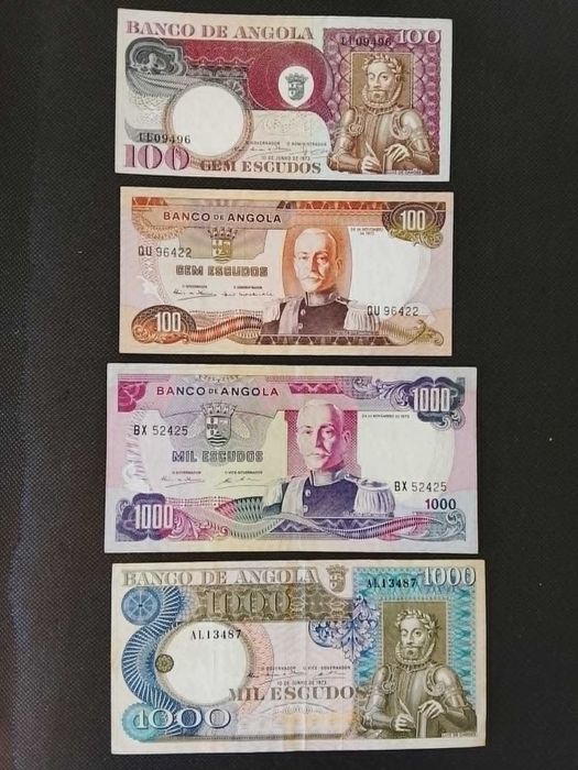 Lote de Notas de Angola em Muito Bom Estado.