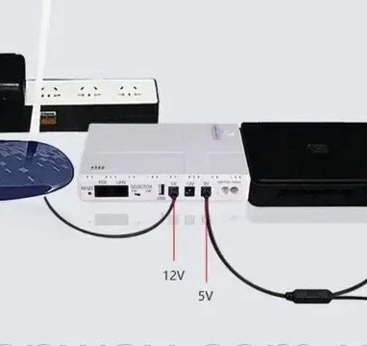 Mini ups, ИБП универсальный повербанк для роутера, 5в+9в+12в +usb