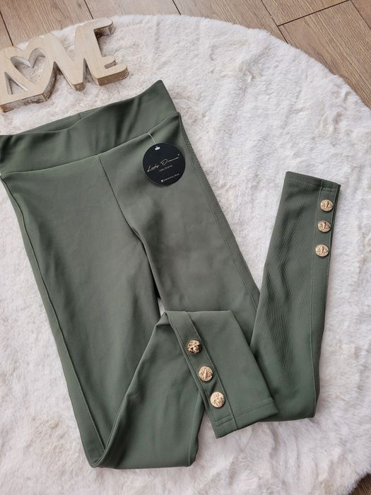 Leginsy prążek Lady drama khaki 1
