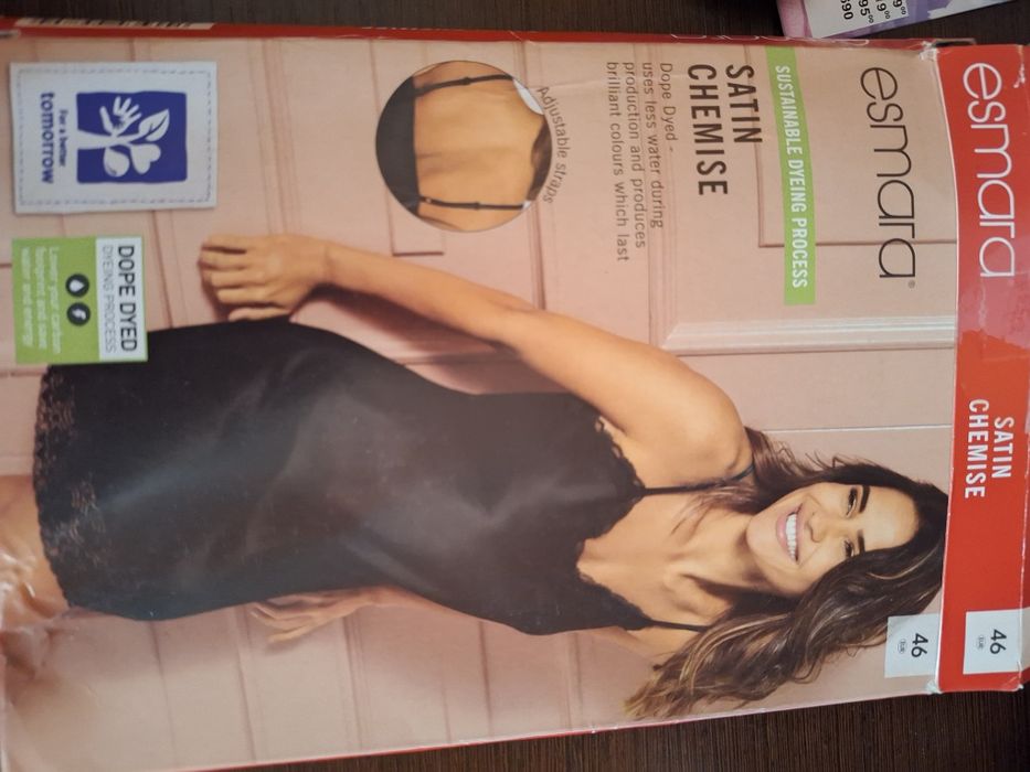 Чорний пеньюар з мереживом р.46 європейський