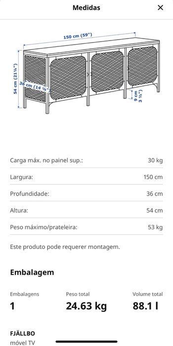 Movel TV preto (IKEA) FJÄLLBO
