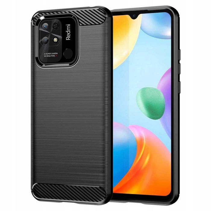 Etui Nakładka Carbon do Xiaomi Redmi 10C + Szkło Hartowane