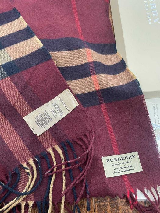 Шарф Burberry червоний кашеміровий 32/180см