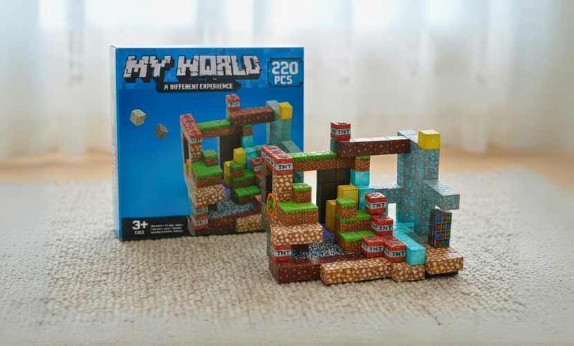 Klocki konstrukcyjne magnetyczne 220 szt. mocne neodymowe magnesy NOWE