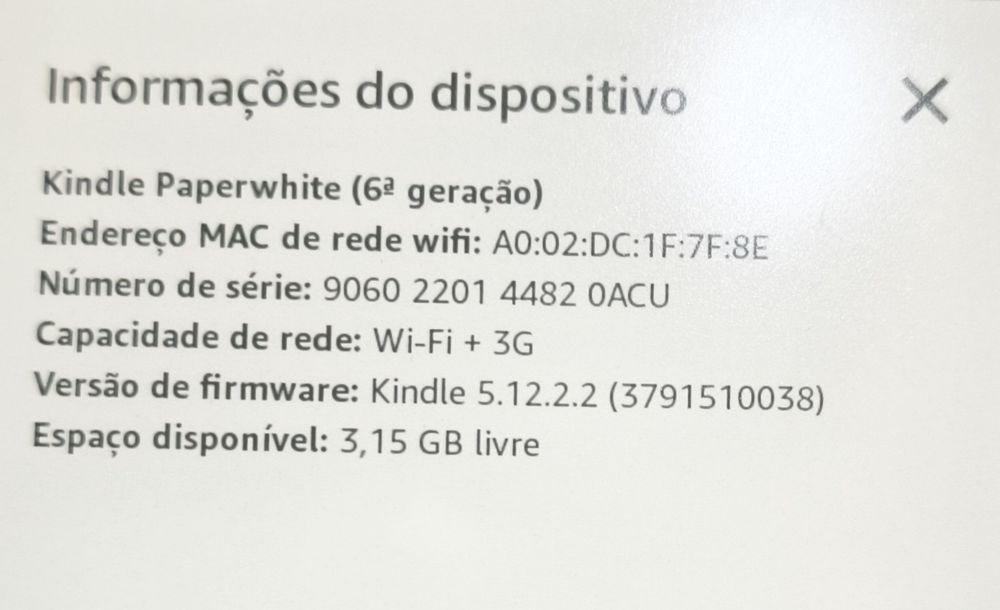 Kindle Paperwhite 6° Geração