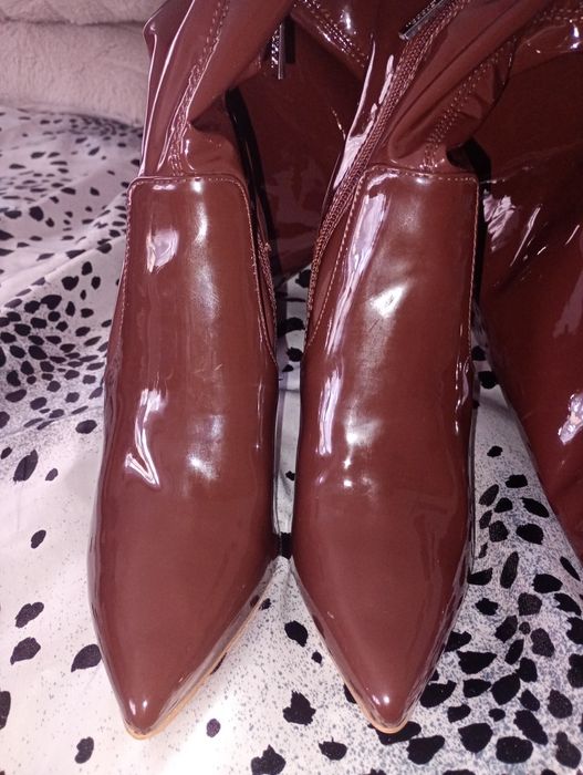 Lakierowane lateksowe mega długie kozaki Steve Madden Vava HIT!
