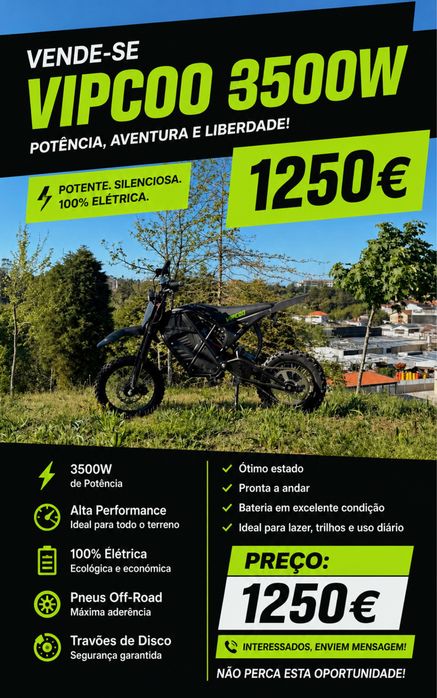 Mota Elétrica VIPCOO 3500W – Excelente Estado