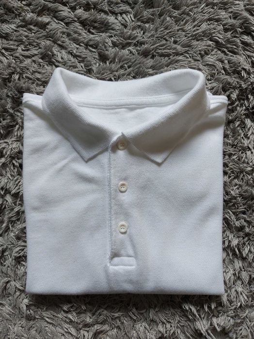 Polówka biała chłopięca krótki rękaw.  Rozmiar 146-152