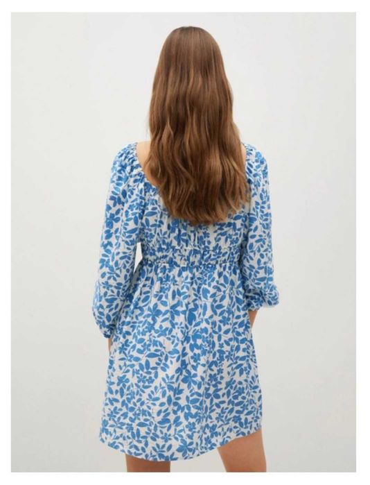 Платье мини в принт с рукавами mango