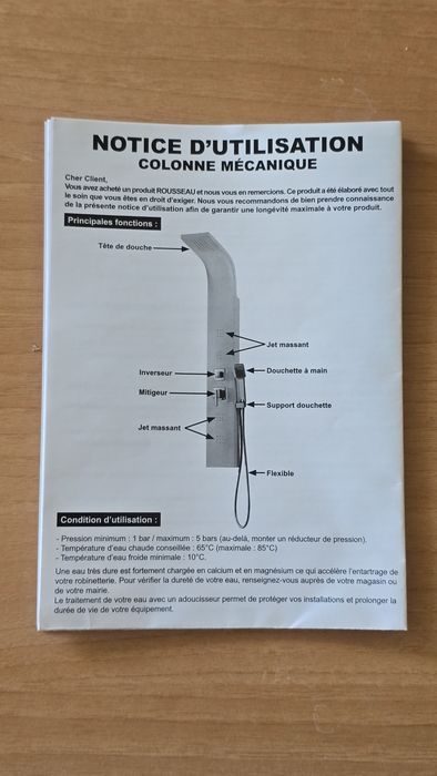 Coluna de duche hidromassagem