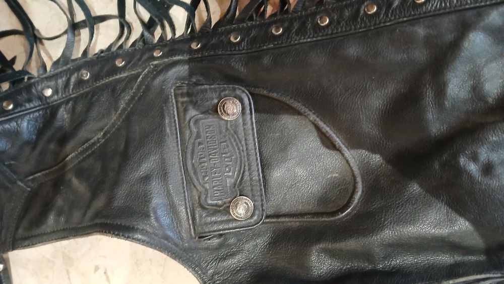 Harley-Davidson calças vintage de cabedal (Chaps)