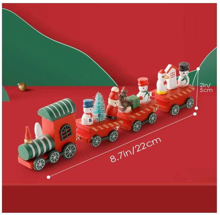 Drewniany pociąg, dekoracja na Boże Narodzenie
