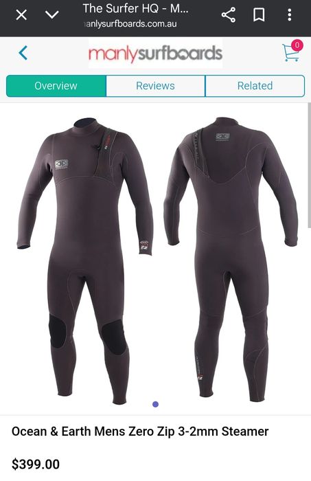 Fato de surf Ocean Earth Zero Zip 3/2 Steamer