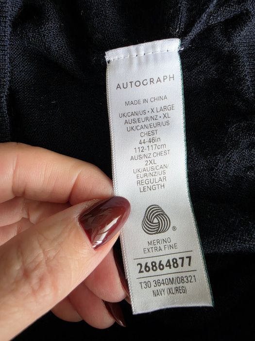Autograf męski sweter 100 % merino wool Xl
