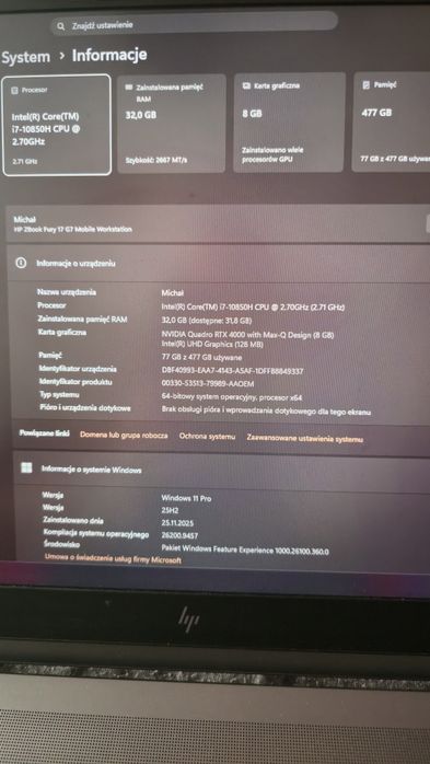 Laptop HP ZBook Fury 17