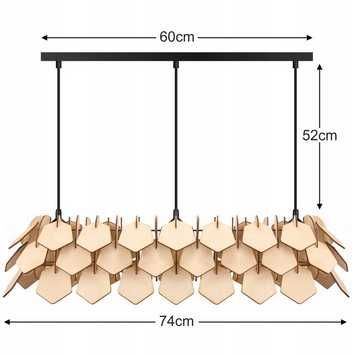 Lampa wisząca na 3 żarówki nowoczesna drewno