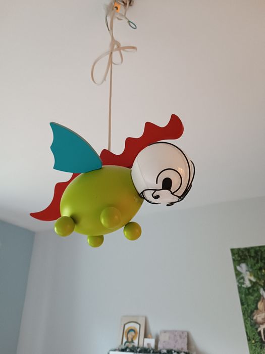 Lampa wisząca dziecięca smok MASSIVE drewniana