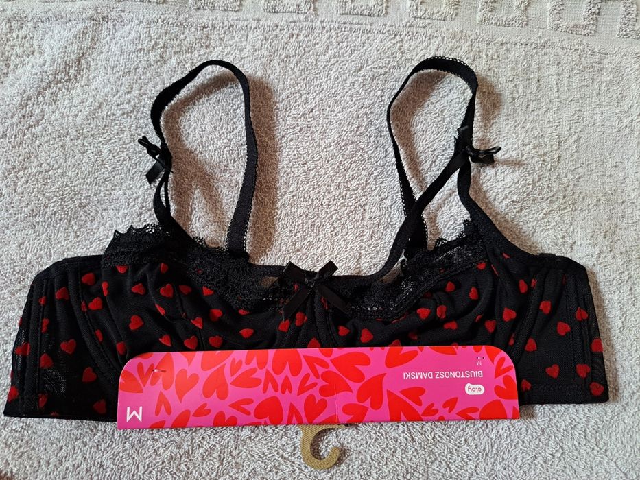 Biustonosz damski w serduszka, czarny rozm. M