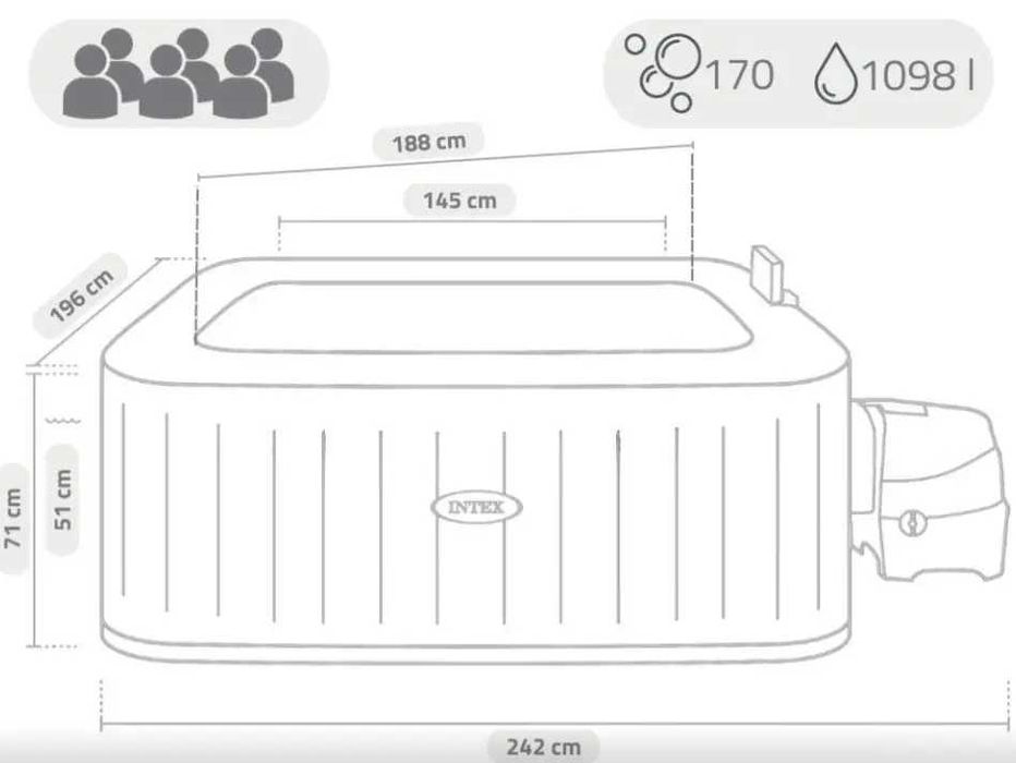 Надувний джакузі Intex 28472 Chevron Deluxe Whirlpool Spa,