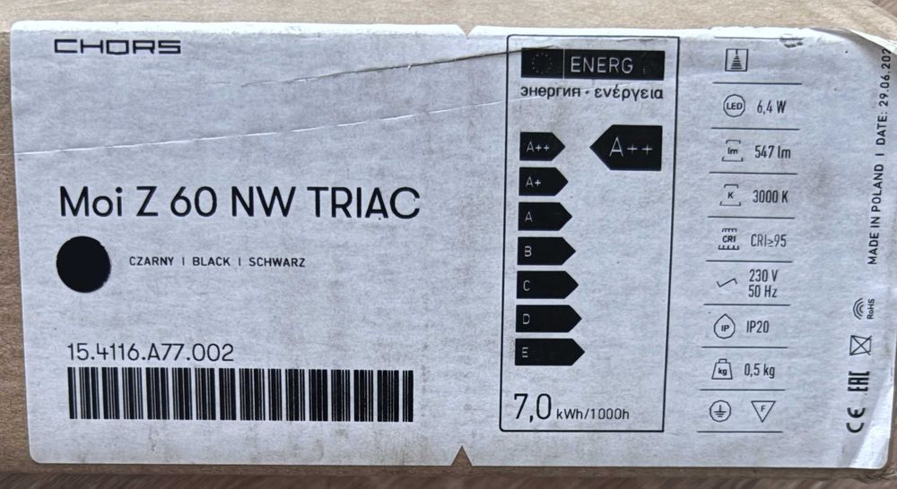 Lampa  wisząca Moi 60 Z NW TRIAC Chors