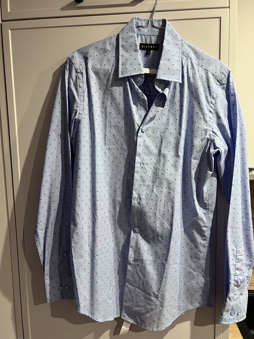 Koszula błękitna z niebieskimi prążkami Slim Vistula rozmiar 40 (L)