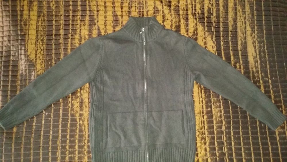 CALVIN KLEIN sweter brązowy z kołnierzem L