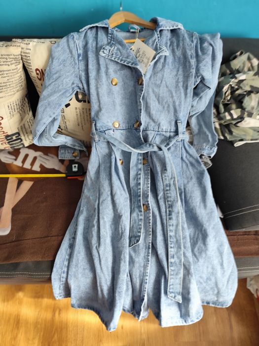 Płaszcz, sukienka jeansowa m,l