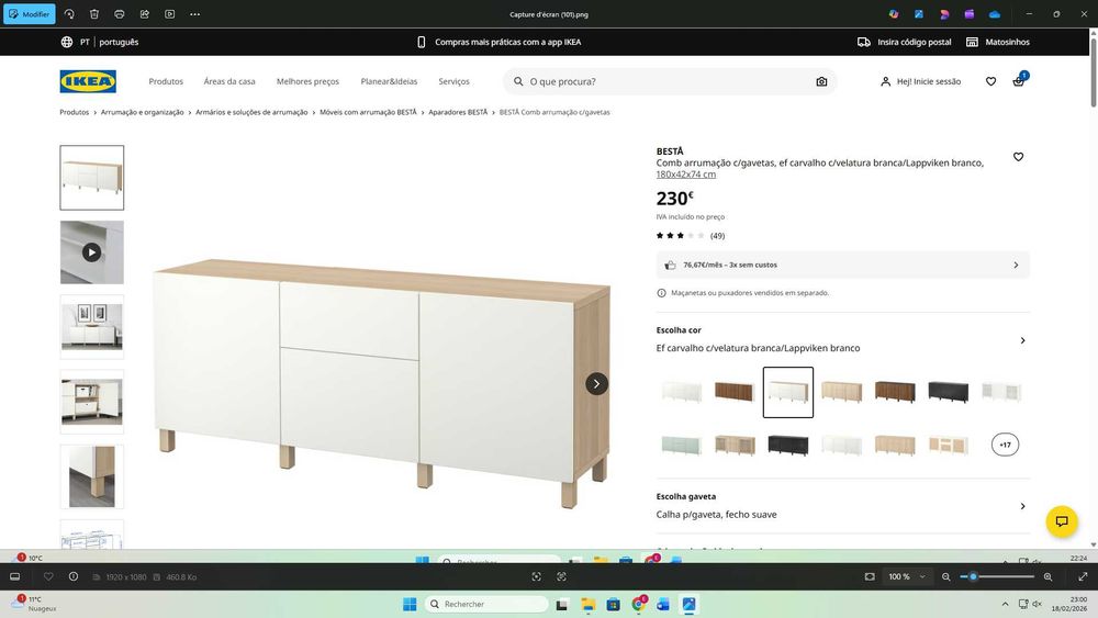 IKEA Comb arrumação c/gavetas, ef carvalho c/velatura branca/Lappviken
