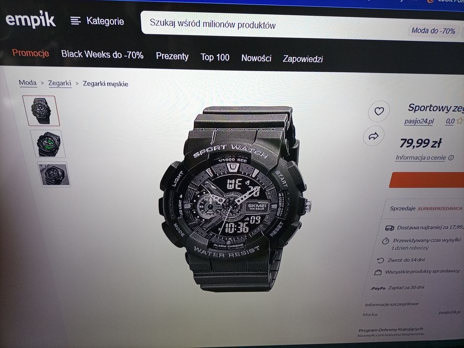 Nowy męski zegarek sportowy, 3 ATM, datownik, alarm, stoper