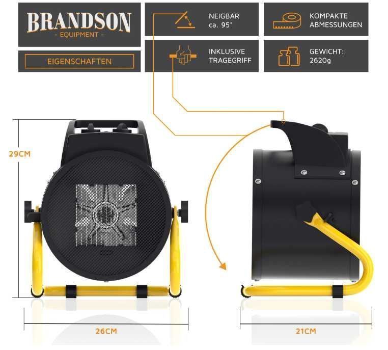 Тепловентилятор обігрівач електро дуйчик Brandson 2кВт обогреватель